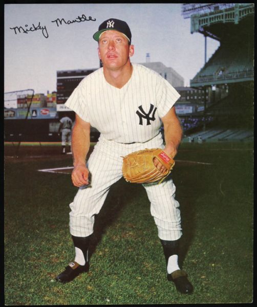 1960s Mickey Mantle New York Yankees Facsimile Signed 8" x 9.5" Photo