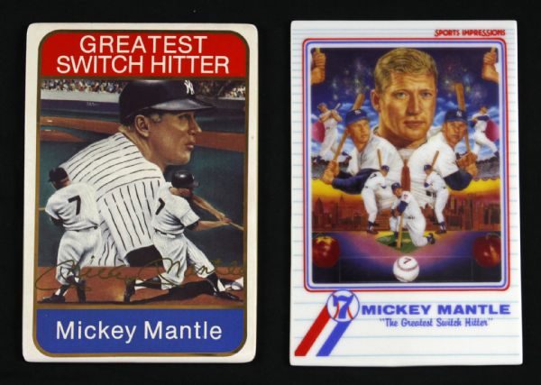 1986-89 Sports Impressions Mickey Mantle Ceramic Baseball Cards (Lot of 2) 