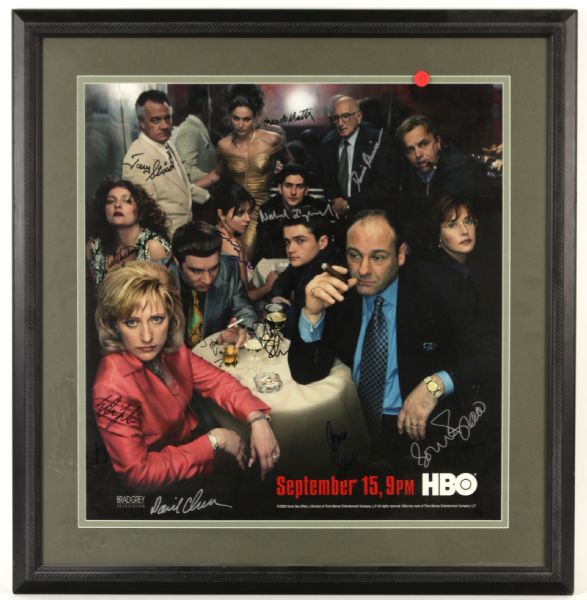 2002 The Sopranos Multi Signed 28" x 29" Framed Poster w/ James Gandolfini, Drea DeMatteo, Tony Sirico & More (JSA)
