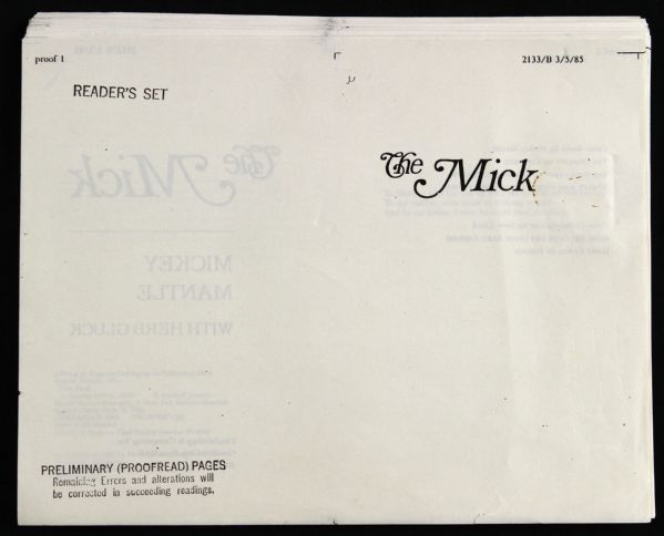 1985 Mickey Mantle "The Mick" Autobiography Proof Guernseys Auction 