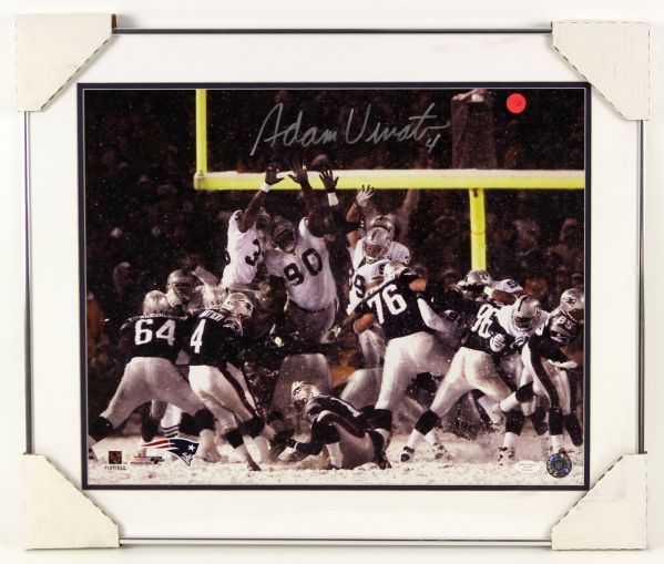 2002 Adam Vinatieri New England Patriots Signed 20" x 24" Framed Photo (Adam Vinatieri Hologram)