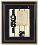 1961 New York Yankees Multi Signed 17" x 21" Framed Display w/ 14 Signatures Including Mickey Mantle, Roger Maris & More *JSA*