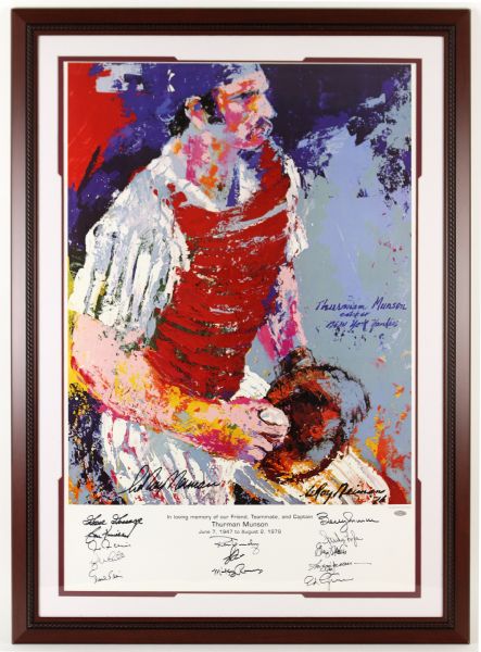 2004 Thurman Munson New York Yankees 32" x 44" Framed LeRoy Neiman Lithograph w/ 14 Signatures Including Reggie Jackson, Goose Gossage & More (Steiner COA)