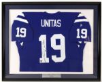 1990s Johnny Unitas Baltimore Colts Signed 34" x 42" Framed Jersey (Steiner COA)