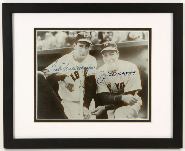 1980s Joe DiMaggio Ted Williams Signed 13" x 15" Framed Photo (Steiner COA)
