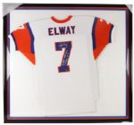 2000s John Elway Denver Broncos Signed & Inscribed 49" x 54" Framed Oversized Jersey (Mounted Memories COA) 5/7 