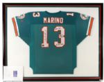 2000s circa Dan Marino Signed Limited Edition Stat Jersey Framed Display 44" x 53" Mounted Memories Miami Dolphins #2/13