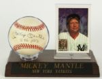 1990s Mickey Mantle Signed Baseball 536 Home Runs and Topps Baseball Card PSA/DNA