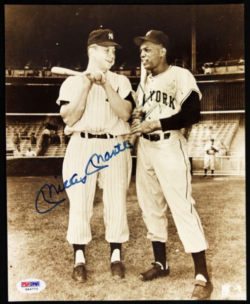 1950s circa signed Mickey Mantle Willie Mays 8" x 10" B/W Photo PSA/DNA