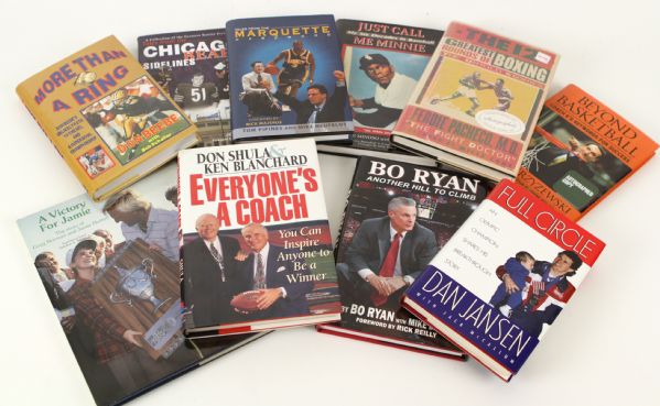 1986-2008 Athlete Signed Hardcover Book Collection - Lot of 10 w/ Mike Krzyzewski, Don Shula & More (MEARS Auction LOA)