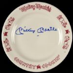 1968 Mickey Mantle New York Yankees Country Kitchen Memorabilia - Lot of 2 w/ Newspaper and Signed Plate (JSA)