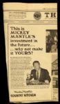 1968 Mickey Mantle New York Yankees Country Kitchen Memorabilia - Lot of 2 w/ Newspaper and Signed Plate (JSA)