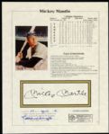 1991 Mickey Mantle Signed Statistical Sheet 8" x 10" New York Yankees (JSA)