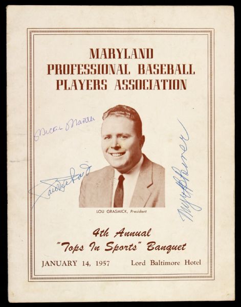 1957 Signed Mickey Mantle Maryland Professional Baseball Players Association Program *JSA Full Letter*