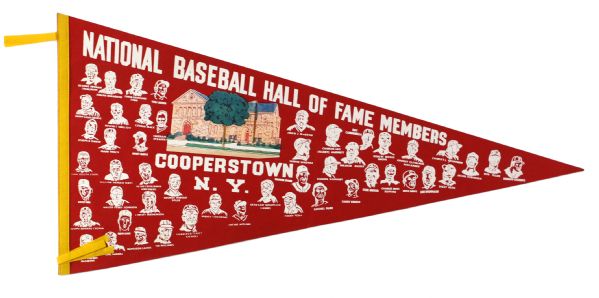 1975 National Baseball Hall of Fame Members Jumbo 36" Pennant w/ 49 Members Pictured