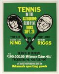 1973 Billie Jean King Bobby Riggs Original Battle of the Sexes 22" x 28" Broadside (MEARS LOA)