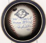 2003 Derek Jeter Phil Rizzuto New York Yankees 15 x 23 x 4 Shadow Box Passing the Torch Display w/ Signed Yankees 100th Anniversary Ball (MLB Holo/Steiner) 22/22