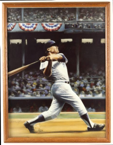 1986 Mickey Mantle New York Yankees 19" x 26" Framed Original Art Work