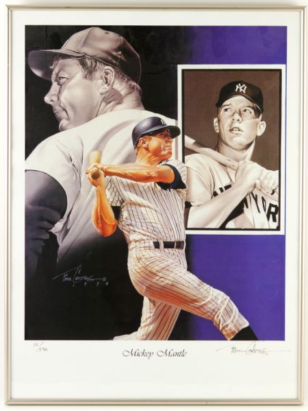 1998 Mickey Mantle New York Yankees 18" x 24" Framed Tim Cortes Artist Signed Lithograph 52/536