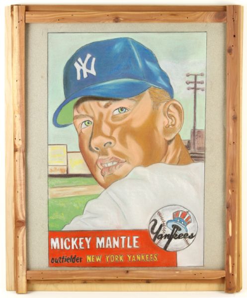1990s Mickey Mantle New York Yankees 18" x 23" Original Art