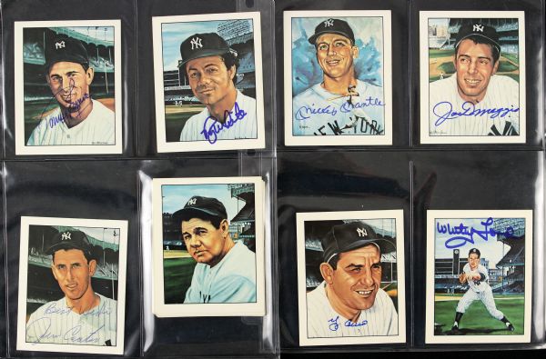 1983 New York Yankees 50 Years of All Stars Trading Cards - Lot of 48 w/ 34 Signed Including Joe DiMaggio, Mickey Mantle & More (JSA)