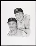 2000 Roger Maris Mickey Mantle New York Yankees 11" x 14" George Murray Artist Signed Lithograph