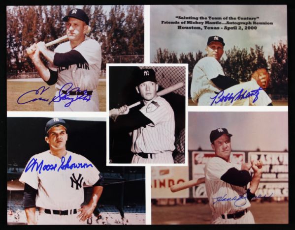 2000 Enos Slaughter Moose Skowron Bobby Shantz Hank Bauer New York Yankees Signed 11" x 14" Photo (Signing LOA)