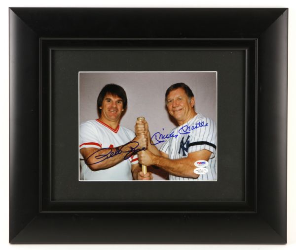 1980s Signed Mickey Mantle Pete Rose 16" x 19" Photo JSA Full Letter PSA/DNA Full Letter