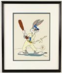 1992 Mickey Mantle Bugs Bunny Signed Animation Cel Upper Deck Authenticated 465/5000