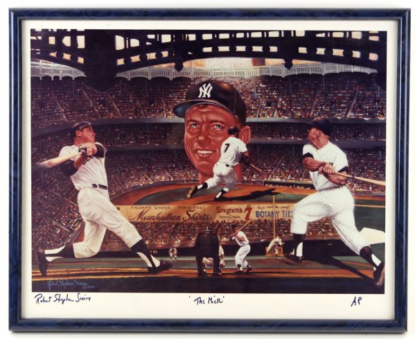 1993 Mickey Mantle Robert Stephens Simons Framed Print 17" x 21" 
