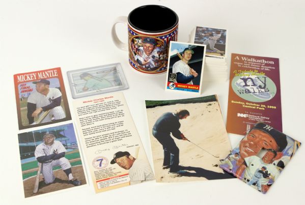 1990s Mickey Mantle Memorabilia Collection Coffee Cup Cards Brochures (Lot of 9)