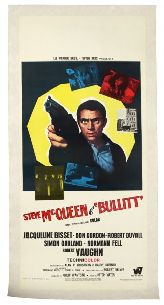 1968 Steve McQueen Bulitt Original Movie Poster Linenbacked French Edition 