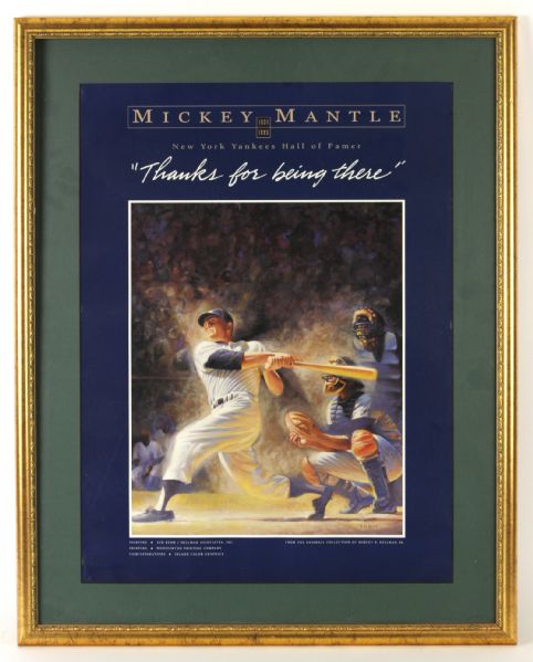 1995 Mickey Mantle New York Yankees 23" x 29" Framed "Thanks For Being There" Poster
