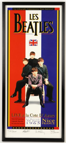 1995 Les Beatles Commemorative 30th Anniversary Limited Edition Framed Poster 13" x 28" 
