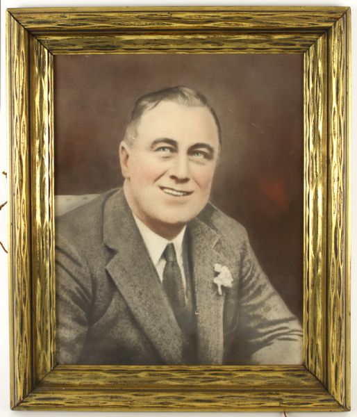 1950s circa Franklin Delano Roosevelt Framed Portrait 21" x 25" 