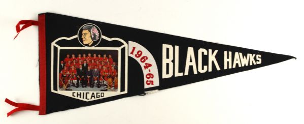 1964-65 Chicago Blackhawks Full Size 30" Picture Pennant