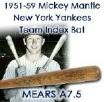 1953-59 Mickey Mantle New York Yankees H&B Louisville Slugger Professional Model Team Index Bat (MEARS A7.5)