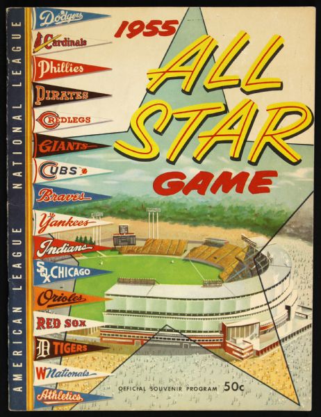 1955 All Star Game Milwaukee County Stadium Scored Program w/ Stan Musial Walk Off Home Run