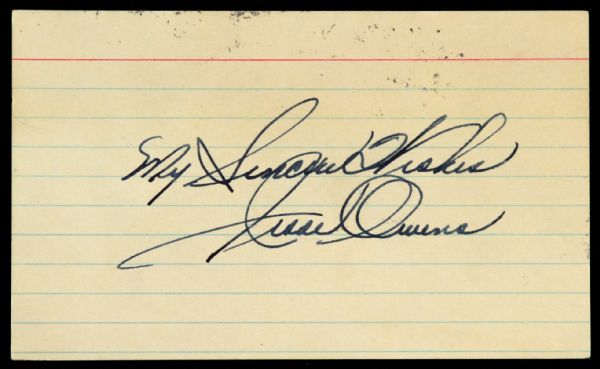 1954 Jesse Owens Gold Medal Olympian Signed 3" x 5" Index Card (JSA)