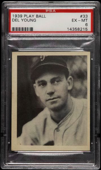 1939 Del Young Philadelphia Phillies Play Ball #33 Trading Card (PSA 6 EX-MT)
