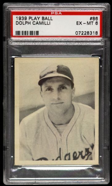 1939 Dolph Camilli Brooklyn Dodgers Play Ball #86 Trading Card (PSA 6 EX - MT)