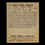 1939 Luke Hamlin Brooklyn Dodgers Play Ball #13 Baseball Card
