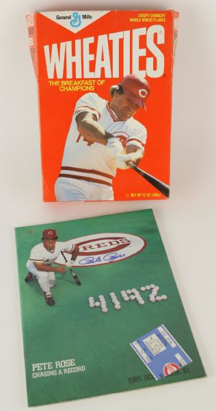 1985 Pete Rose Cincinnati Reds 4,192 Hits Collection - Lot of 4 w/ Ticket Stub, Signed Program & More (JSA)