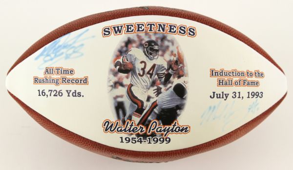 1999 Mike Singletary Ricard Dent Chicago Bears Signed Walter Payton Tribute Football (JSA) 1230/16726