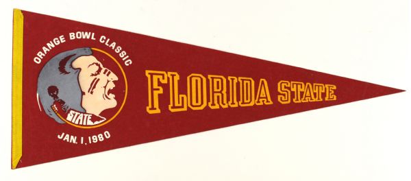 1980 Florida State Orange Bowl Classic Football Full Size 30" Pennant 
