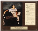 1980 Mickey Mantle New York Yankees 12" x 15" Ray Gallo Triple Crown Plaque w/ Signed 8" x 10" Photo (JSA)
