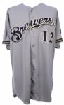 2010 Carlos Villanueva Milwaukee Brewers Game Worn Road Jersey (MEARS A10 / MLB Hologram)
