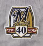 2010 Carlos Villanueva Milwaukee Brewers Game Worn Road Jersey (MEARS A10 / MLB Hologram)