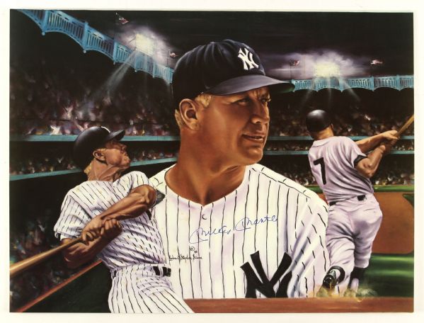 1986 Mickey Mantle New York Yankees Signed 18" x 24" Robert Stephen Simon Lithograph (JSA)