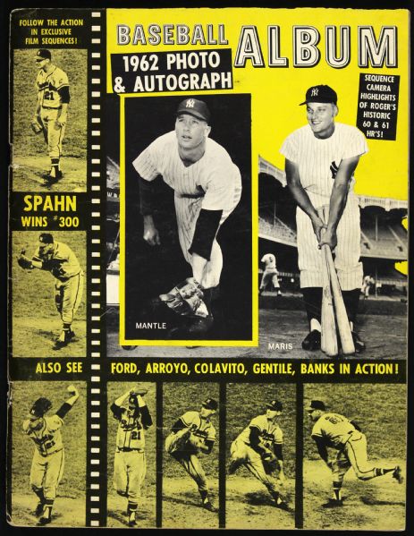 1962 Baseball Photo Album w/ Mantle Maris Spahn on Cover